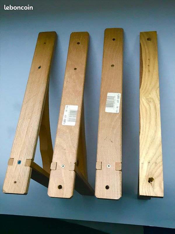 Lot De 4 Supports Présentoirs Bois Courbé – Étagère Assiette, Photo, Objet Déco, Couleur Pin Naturel