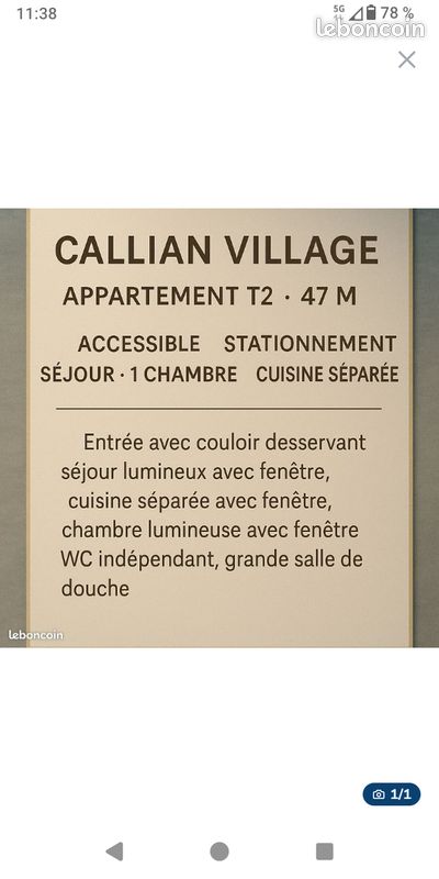 Appartement 2 pièces 47 m² · à Callian · 47 m² · 669 €/mois