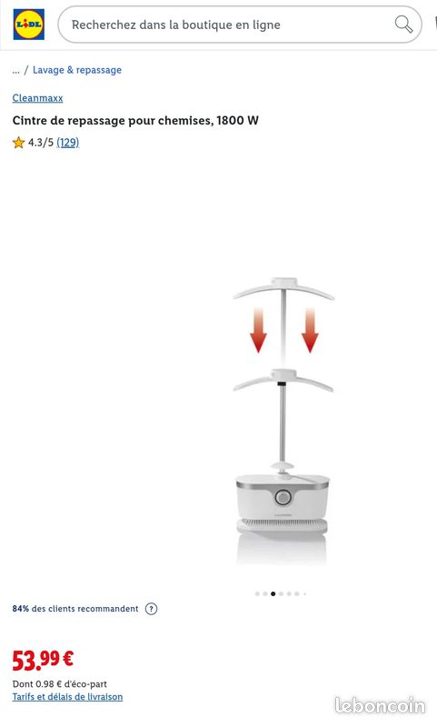 Repasse chemise Cleanmaxx Électroménager