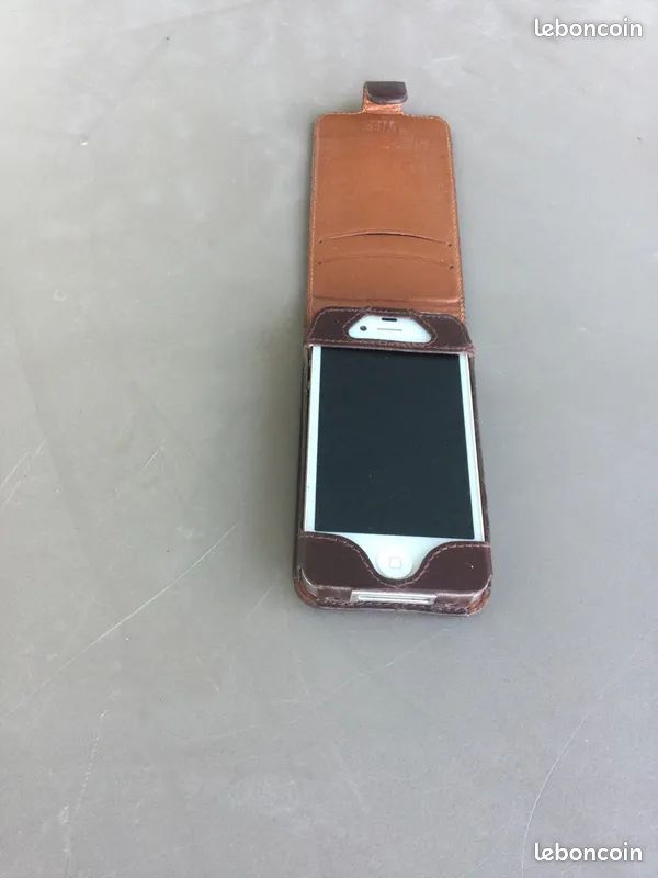 Etui Iphone 4/4s cuir véritable pleine fleur + 1 autre étui offert (image 1)