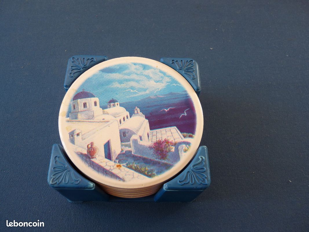 Lot de 6 sets de verre en faïence grecs (image 2)