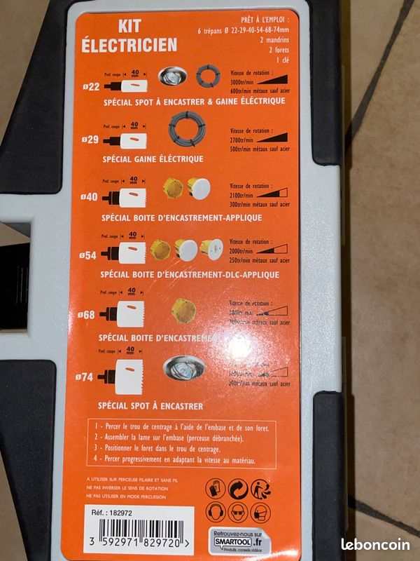 Kit percage electricien pour prise ,spot, câble etc neuf (image 3)
