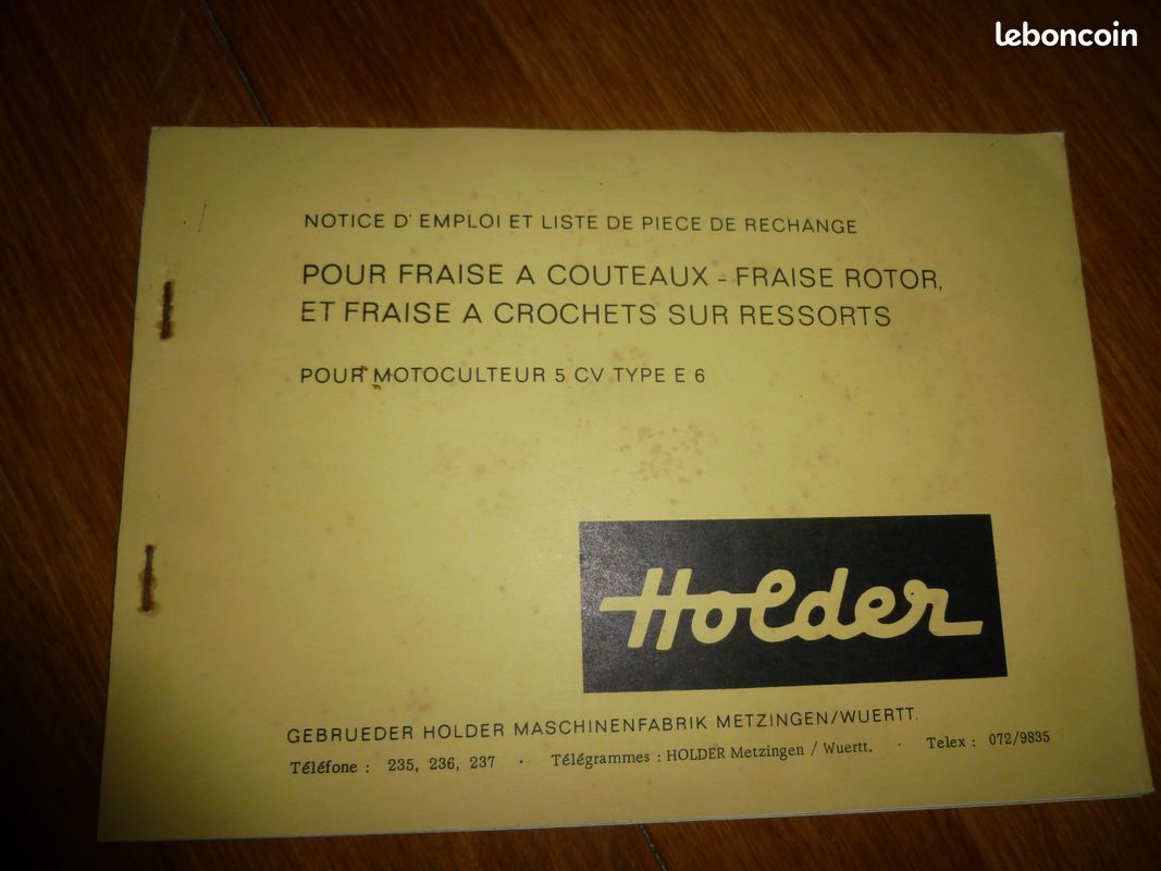 Notice d'emploi rotovator Motoculteur Holder E6 (image 1)
