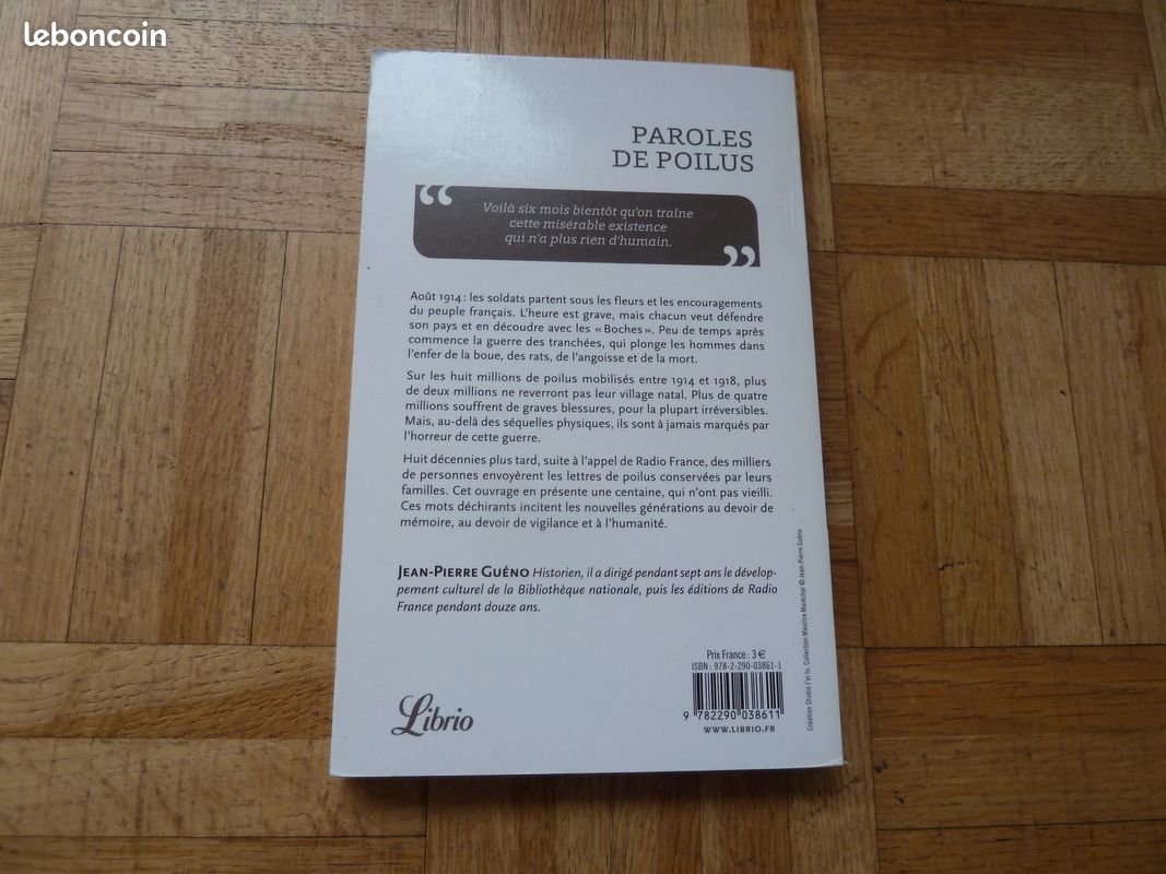 Je vends 'Paroles de poilus' de Jean-Pierre Guéno en très bon état (image 3)