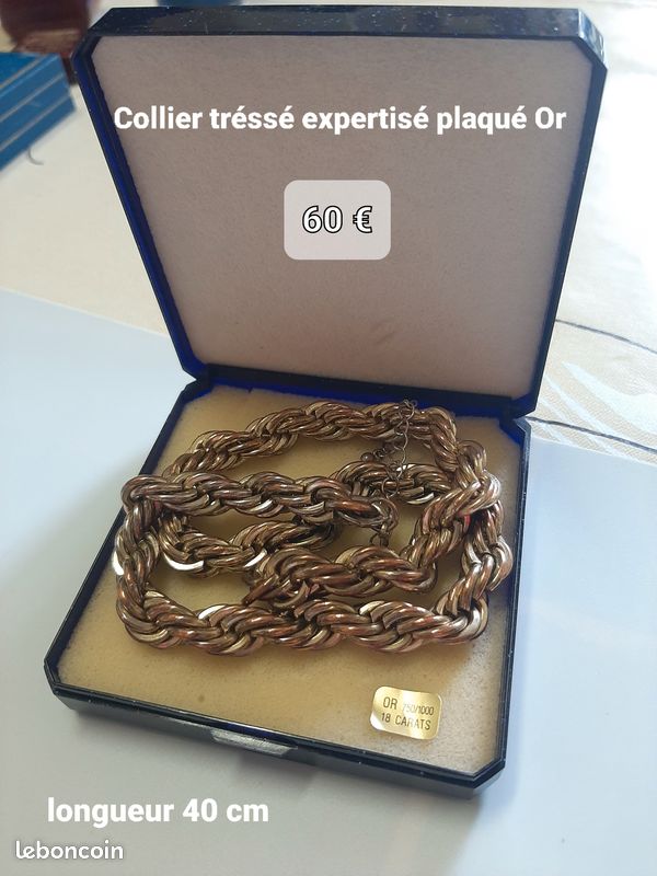 Collier tressé plaqué or (image 1)