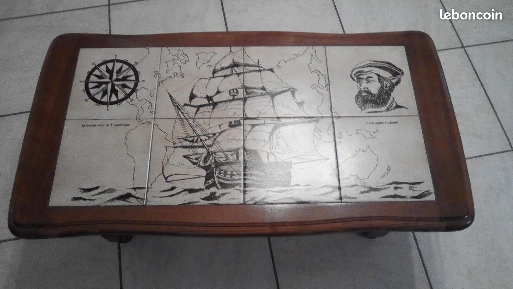 Table basse décor Christophe Colomb (et85) (image 2)