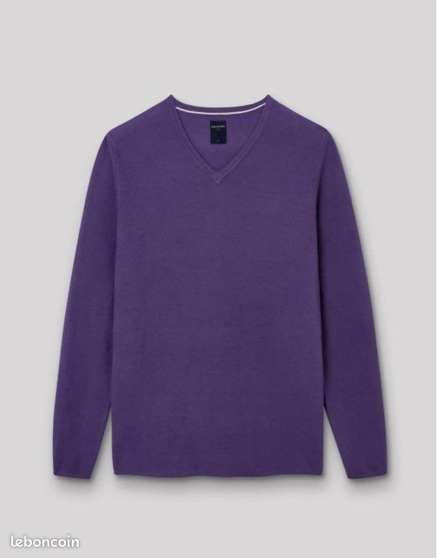Pull col V 80% laine, anthracite