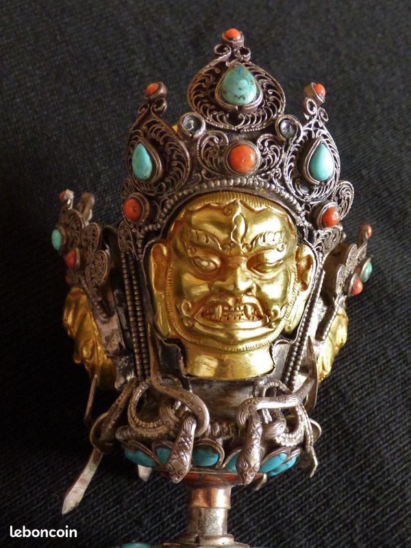 PURBA Grande dague thibétaine, or, argent et turquoises (image 1)