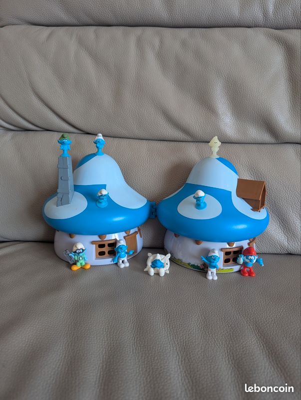 Maison Schtroumpf bleue de 2015 17 cm + 10 figurines chimiste chercheur dormeur smurf noir ventouse kinder et autres 🍄smurfen pitufos smurf schlumpfe smurfies puffi (image 3)
