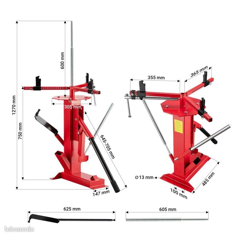 Démonte-Pneu Manuel Moto / Scooter / VTT / Quad - Outil Changement Pneu Robuste Et Ergonomique