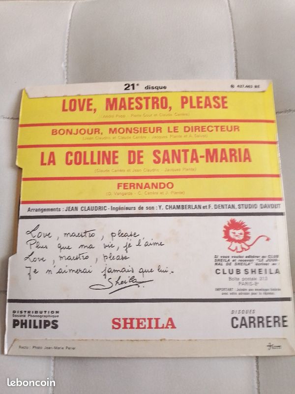 Disque vinyl 45-tours SHEILA (image 2)