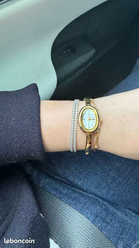 OIDEA Montre Ovale Dorée Femme - Quartz Analogique Élégante En Acier Inoxydable - Cadeau Idéal