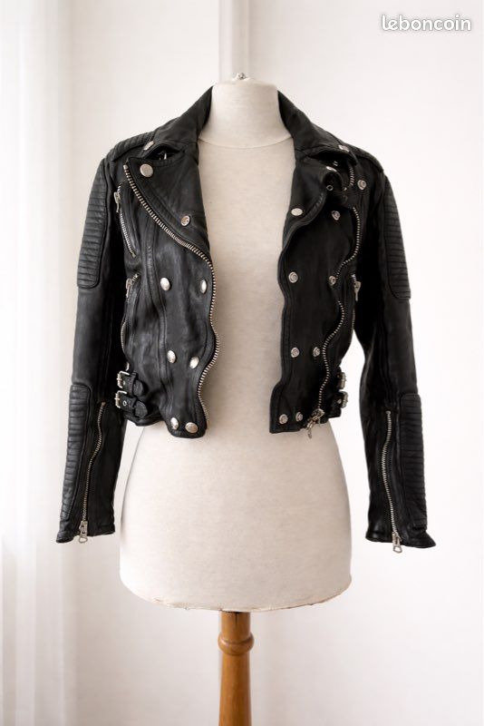 Veste En Cuir D'agneau Véritable Zafy Leather Pour Femme - Style Biker Noir, Neuve Avec étiquettes