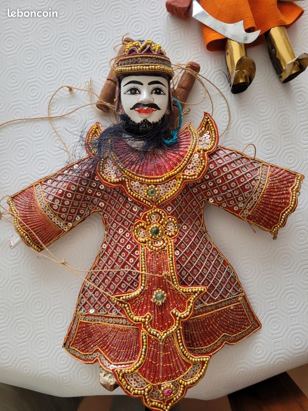 Marionnette Birmanie ancienne Myanmar artisanale (image 1)