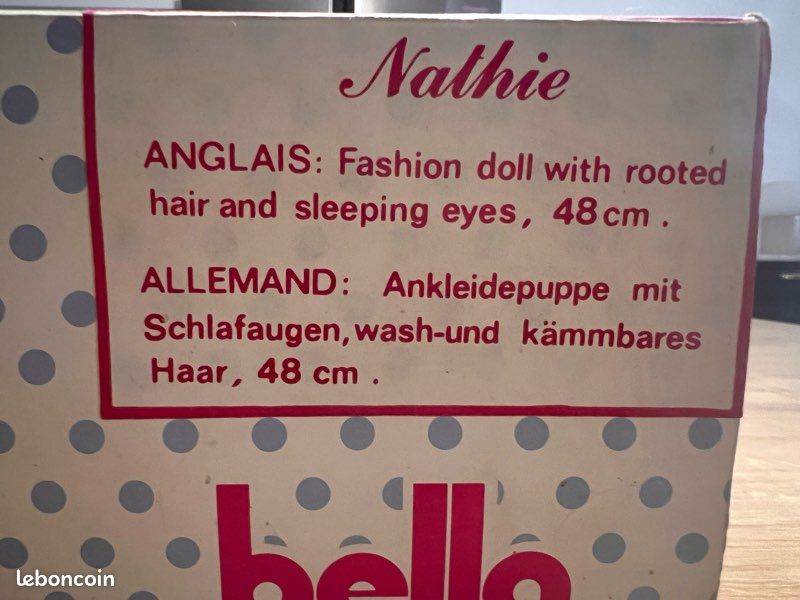 Poupée Nathie Bella vintage – en boîte d'origine – très bon état - Collection