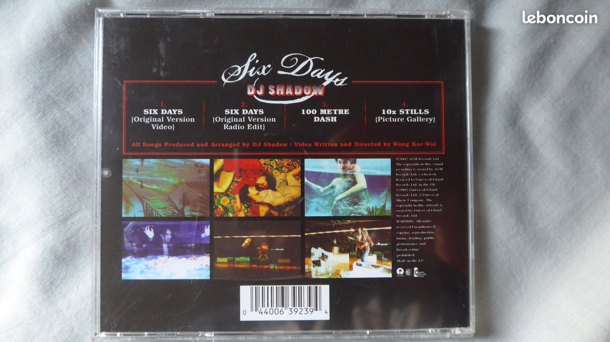 Dvd collector Six Days de Wong Kar-Wai et DJ Shadow (image 2)
