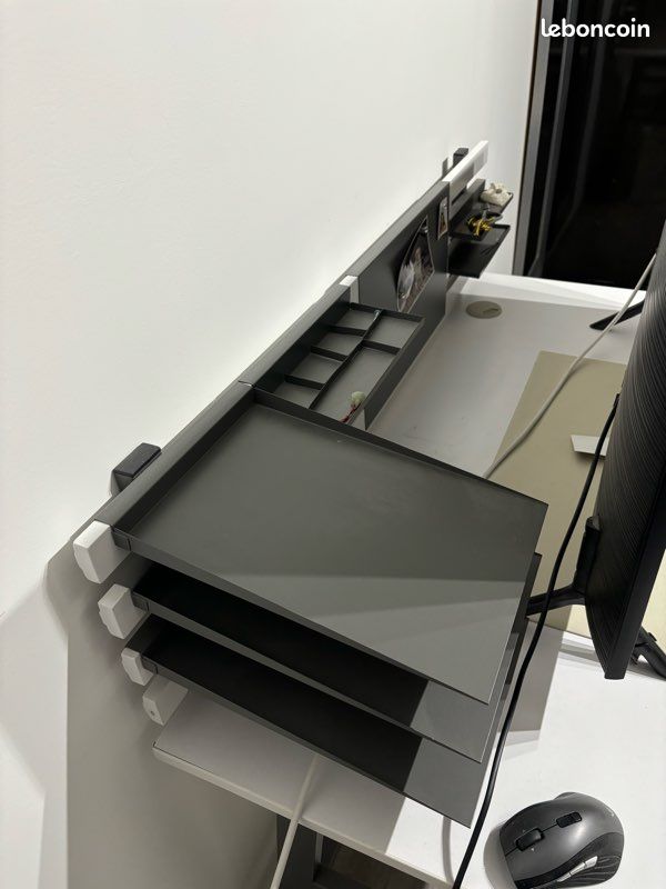 Bureau blanc bois et gris (image 3)