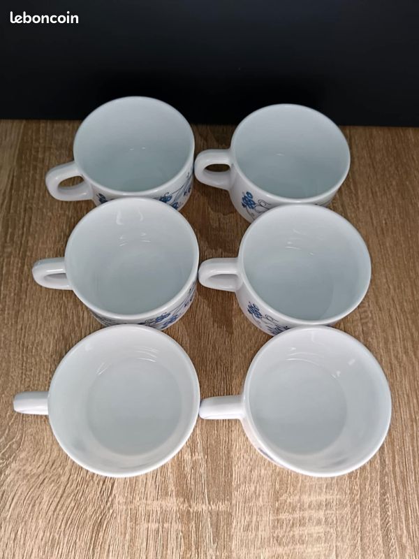 Lot De 4 Tasses à Café Opaline – Vintage – Blanc – Très Bon état