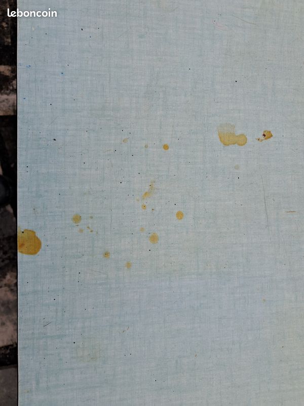 Table vintage formica bleue clair et 3 tabourets (image 4)