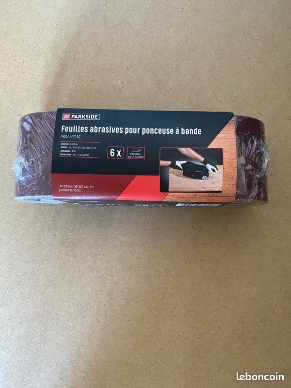 Set de 6 bandes abrasives pour ponceuse à bande 75x533mm – neuf (image 1)