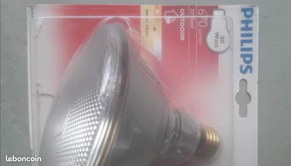 Spot à piquer simple E27 PAR38 max 100 watts avec ampoule philips E27 80 watt (image 3)