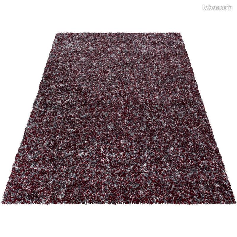 Tapis shaggy rectangle bicolore moderne Benno Rouge 80x250 (image 3)