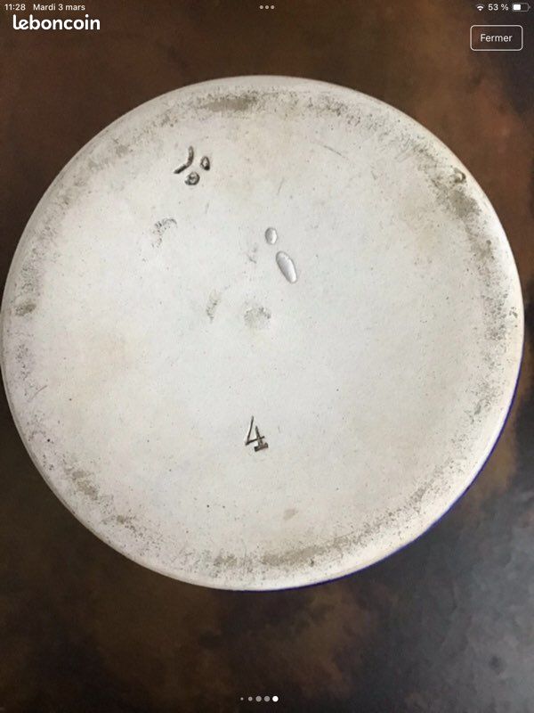 Ancien Vase Rouleau Faïence Lunéville K&G – Décor Blason Croix De Lorraine