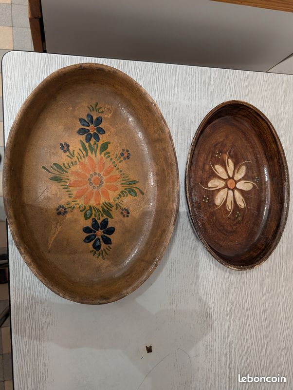 2 grands plats en poterie alsacienne peints (image 1)
