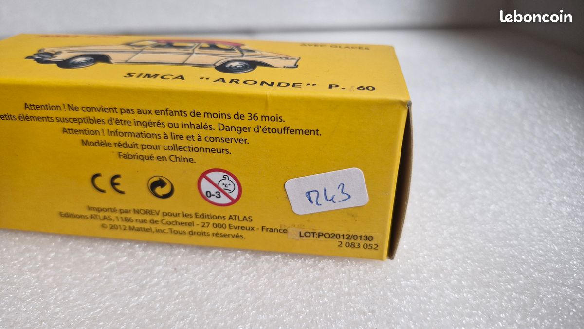 Dinky Toys France 544 Simca Aronde Rouge Brique Toit Créme Proche Neuf