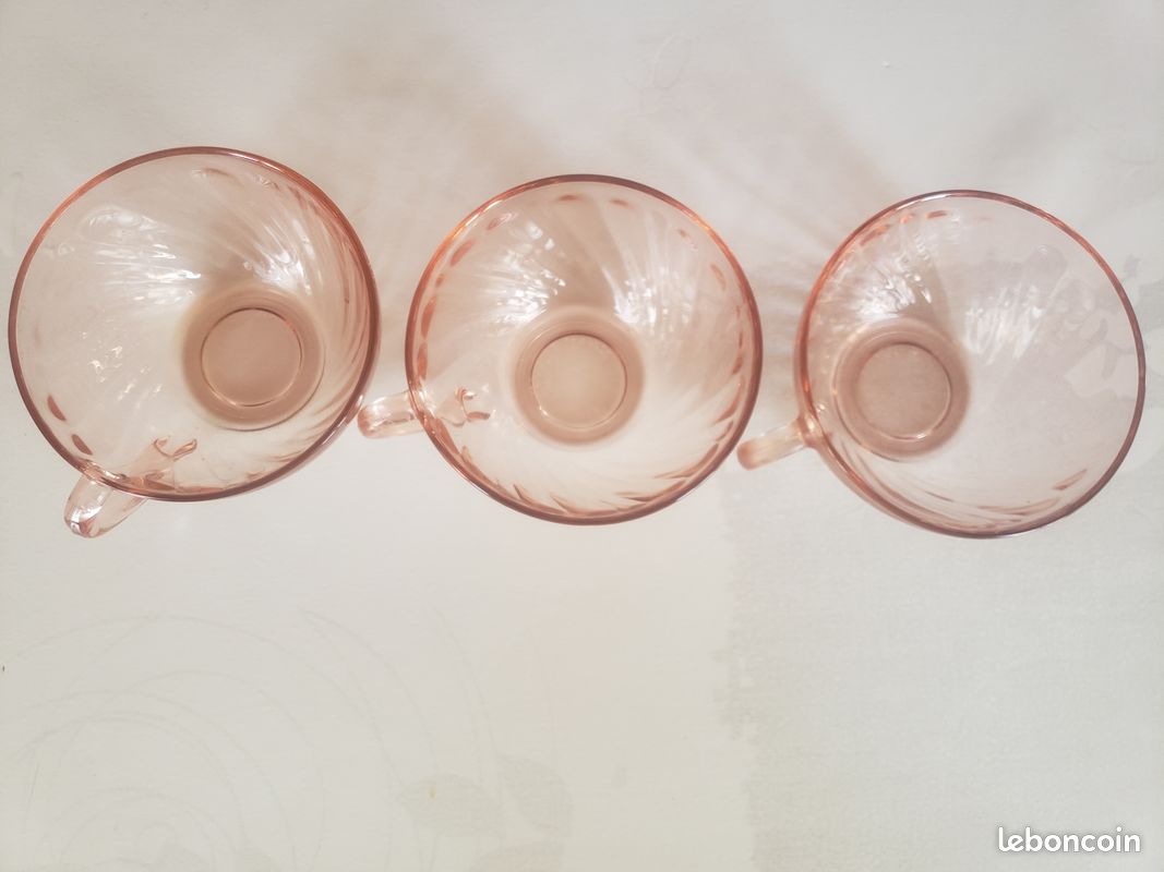 Vintage lot de 5 tasses Arcoroc Rosaline