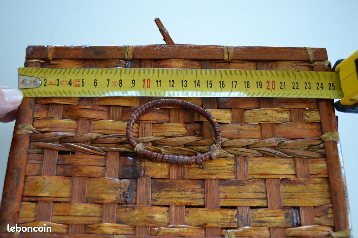 Ancienne boîte / panier tressé vintage en bois – déco (image 5)