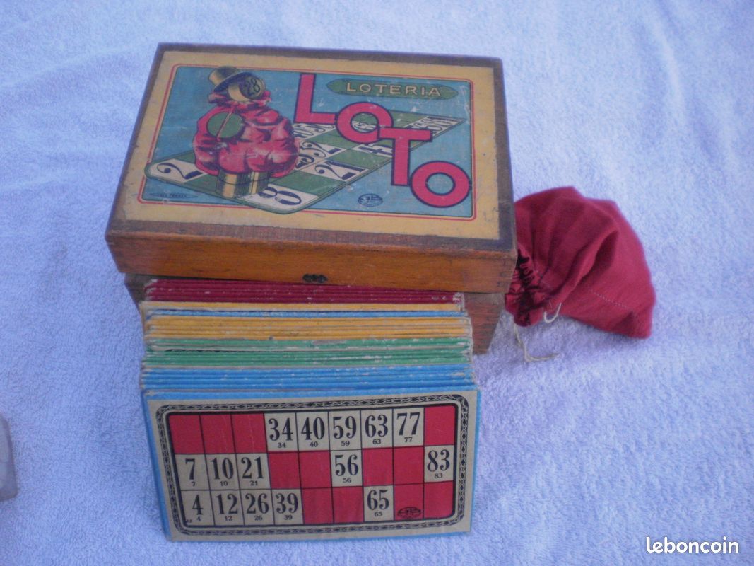 ANCIENNE BOITE DE jeu de loto en bois jeu de bistrot vintage EUR 15,00 - PicClick FR