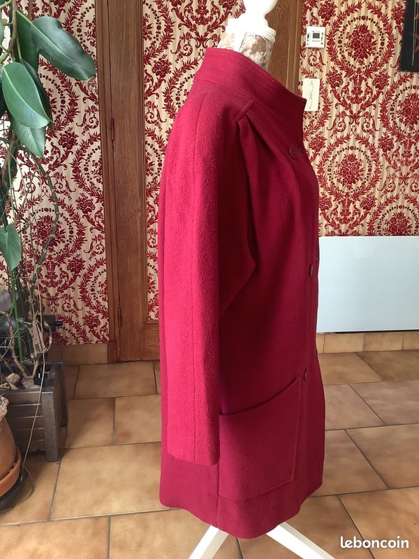 Manteau pure laine, Rouge, femme Vêtements