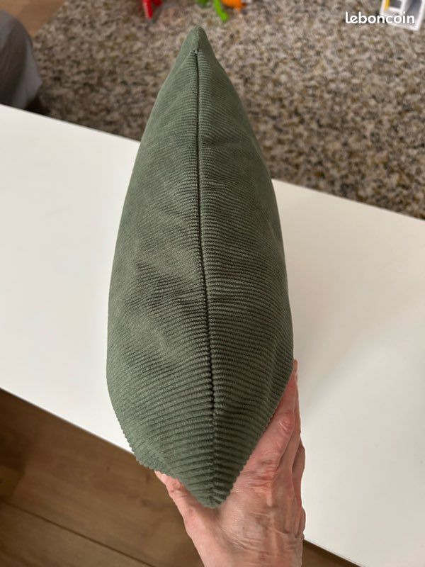 Coussin et sa housse en velours vert (image 2)