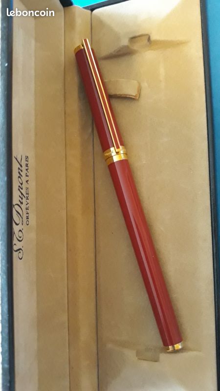 Stylo Roller Dupont Olympio Laque De Chine Rouge écossais - Avec écrin - État Proche Du Neuf