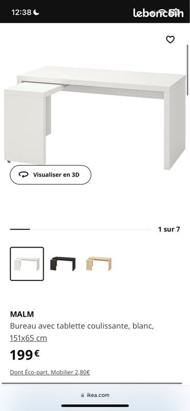 Bureau angle blanc ikea (image 1)