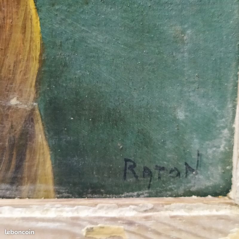 Tableau peinture couple de Breton signé Raton (image 7)
