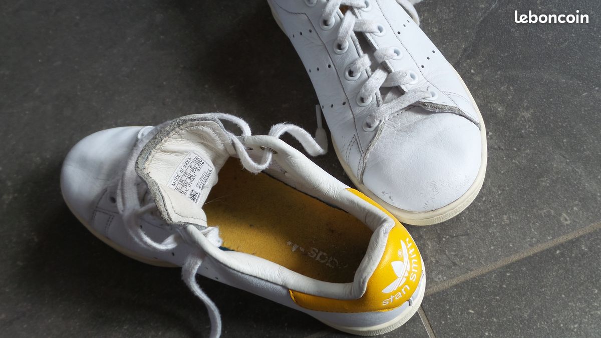 Adidas Stan Smith coloris blanc jaune, taille 36, bon état