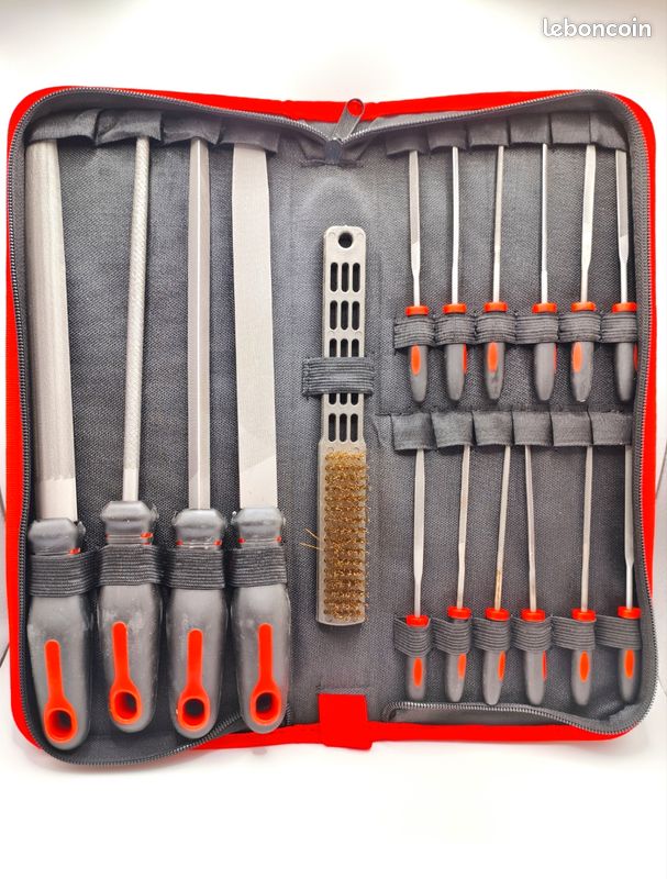 BLOSTM Kit 17 Limes De Précision - 4 Grandes Limes Métal + 12 Limes Aiguilles + Étui + Brosse