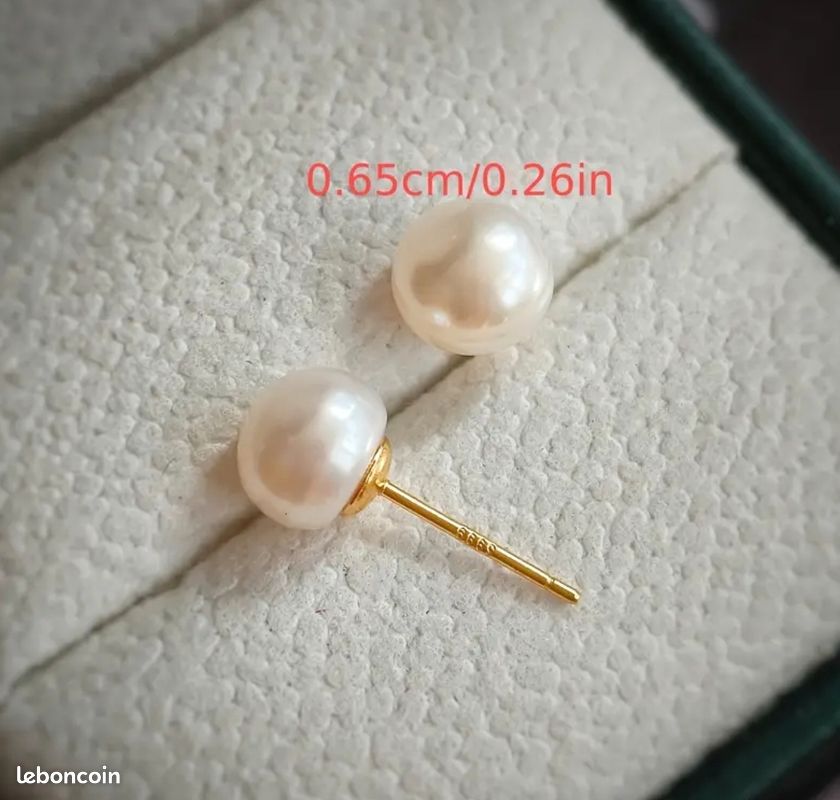 Boucle d'oreilles perle d'eau douce blanche s925 doré (image 6)