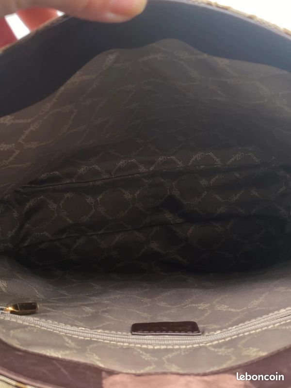 Sac Cabas Vintage Chopard - Toile Beige Monogrammée Et Cuir - Très Bon état