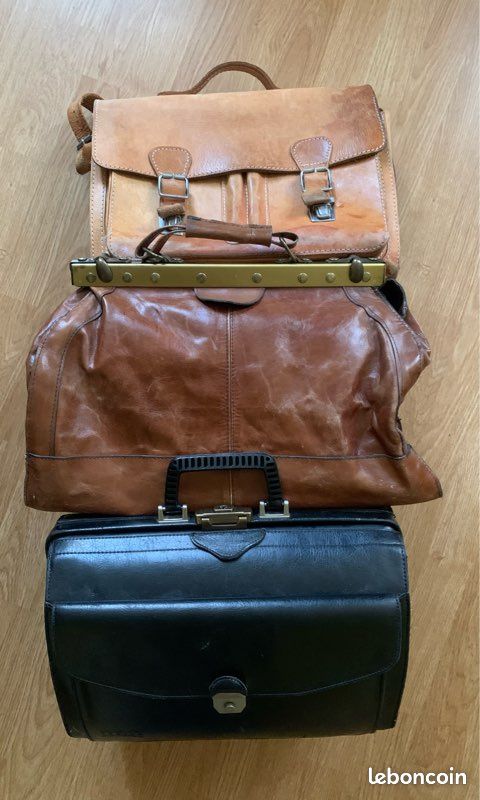 Sac Cartable En Cuir Ancien Style Médecin – Occasion, Couleur Marron, Département Homme