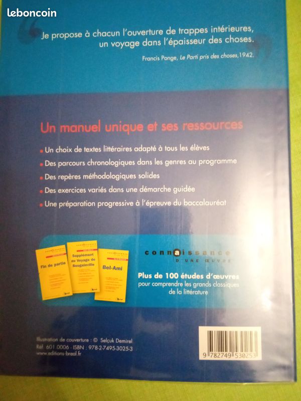 Livre FRANCAIS LITTERATURE 1ère L ES S (image 2)