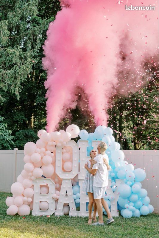 Lot De 2 Canons à Confettis Gender Reveal Rose (Fille) 30 Cm – Lanceur Poudre Facile Pour Baby Shower Et Annonce Sexe Bébé