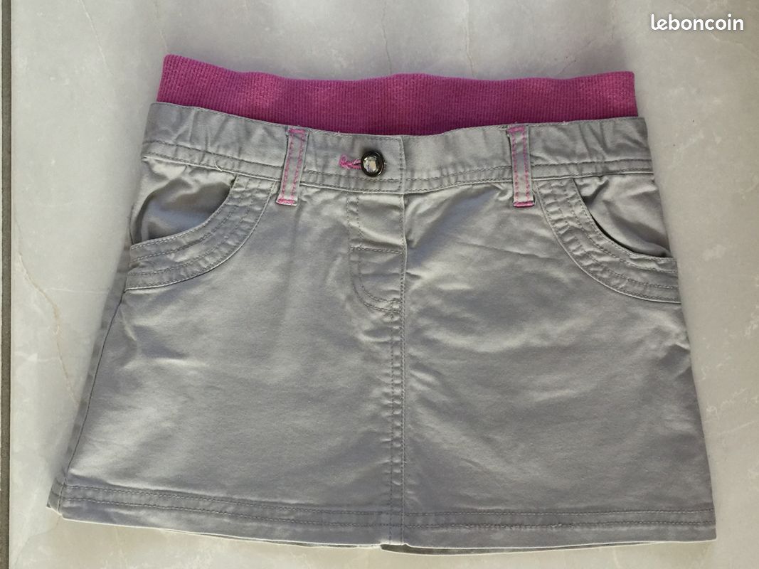 Jupe grise et ceinture élastiquée rose - Tout compte fait - 4 ans (image 1)