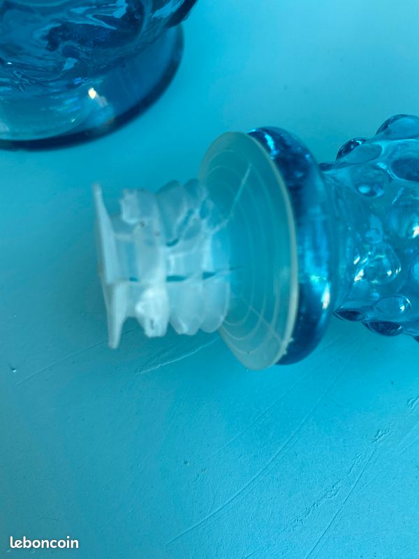 Bouteille carafe italienne vintage bleue 46,5 cm (image 7)