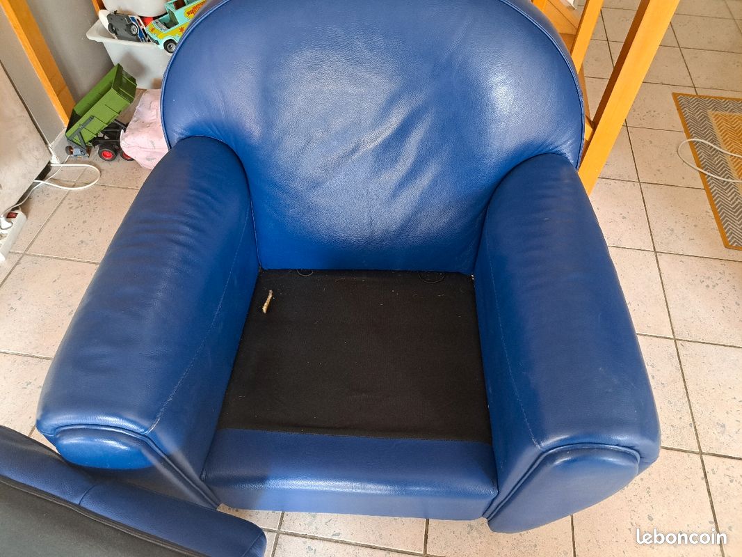 Fauteuil cuir bleu - ultra confortable (image 8)