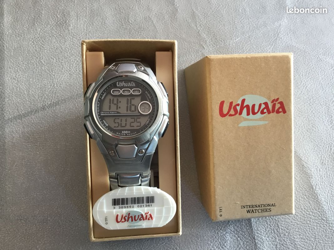 Montre étanche Teva 100 M - Boîtier Acier Inox, Cadran Vert Fluo, Neuve Avec Boîte