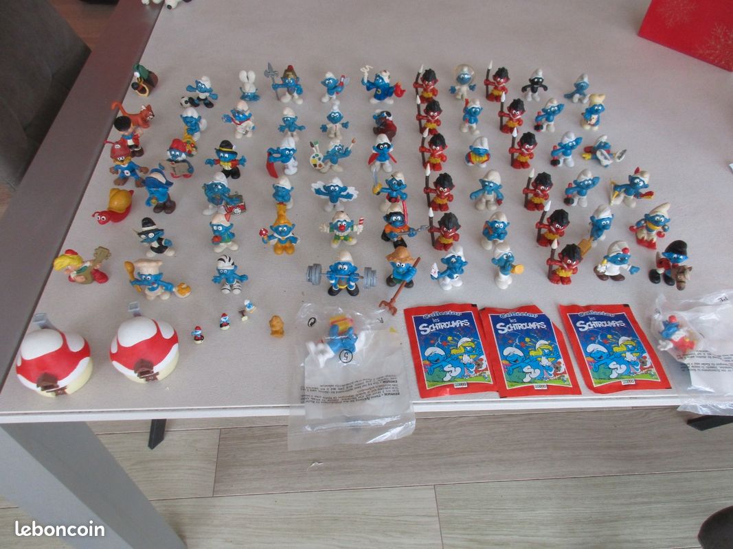 Lot De 45 Figurines Schtroumpfs : 38 Schleich + 7 Schtroumpfs OMO (lessive) - Collection BD, Occasion
