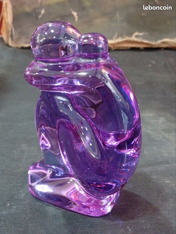 Sculpture en cristal teinté violine. Femme nue assise. Baccarat. R. Rigot. 1970's (image 9)